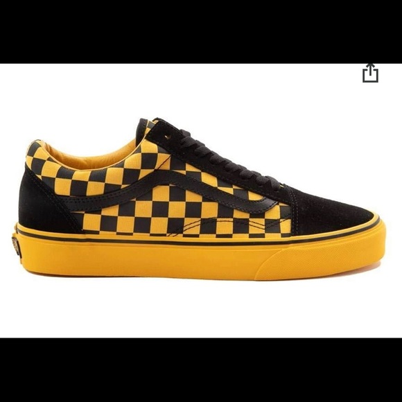 vans old skool chex skate shoe yellow